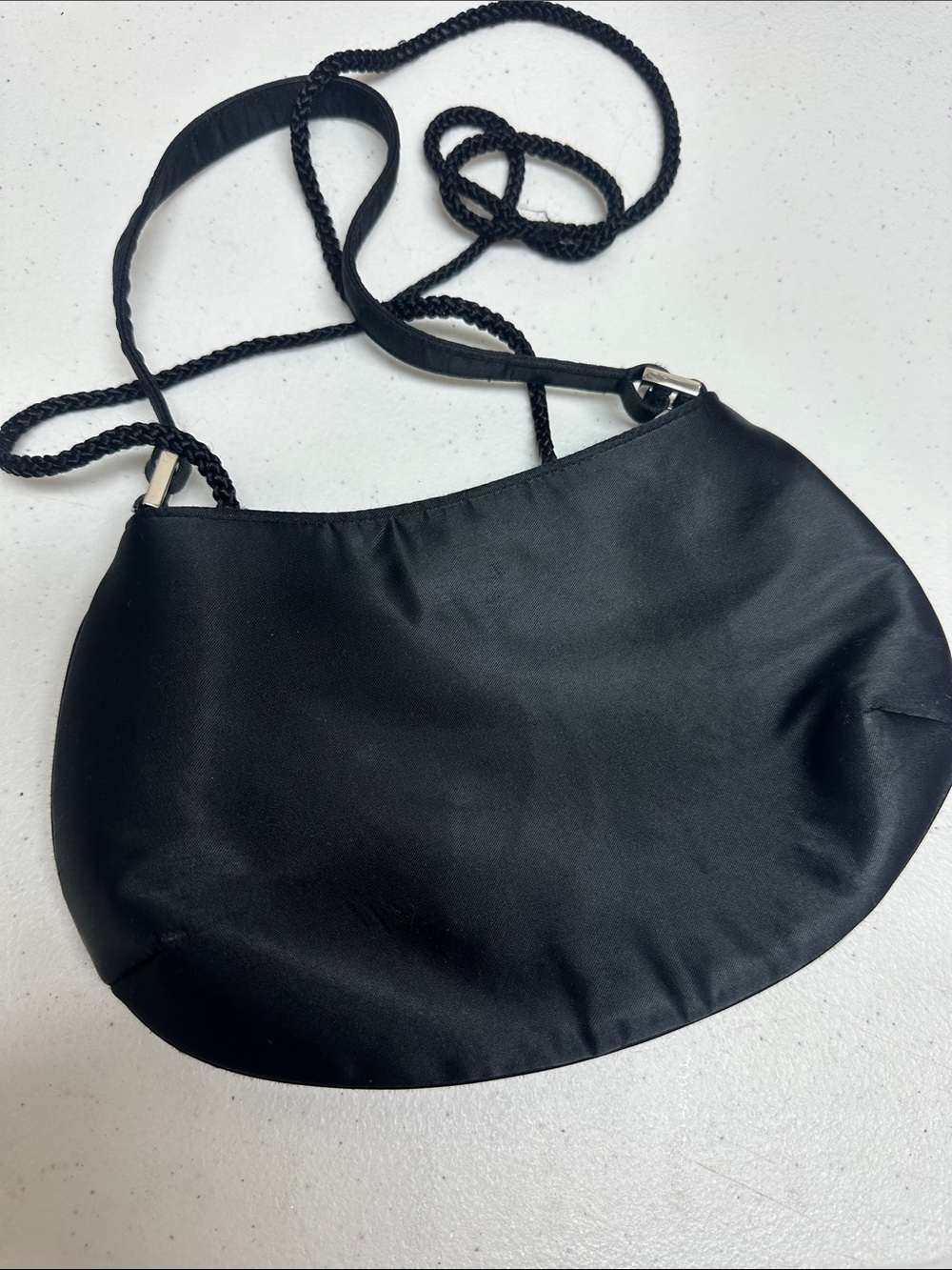 Classic Black Satin Shoulder Bag - Women